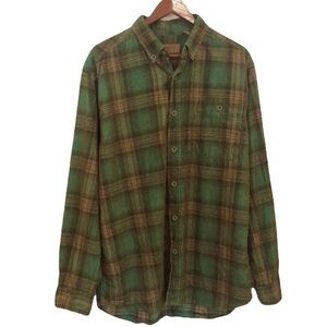 CLEAR WATER OUTFITTERS MENS LONG SLEEVE CORDUROY BUTTON DOWN PLAID SHIRT SIZE L
